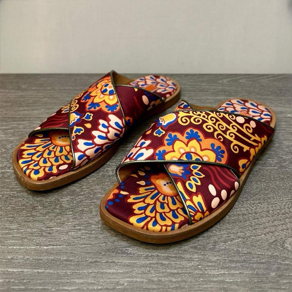 LA DOUBLEJ Floral Criss-Cross Slides Sandals Women's EU 38/US 8 - La Double J